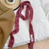 Slender And Long Y2K Striped Plush Scarf Female Niche Design Sense Hot Girl Decorated Scarf