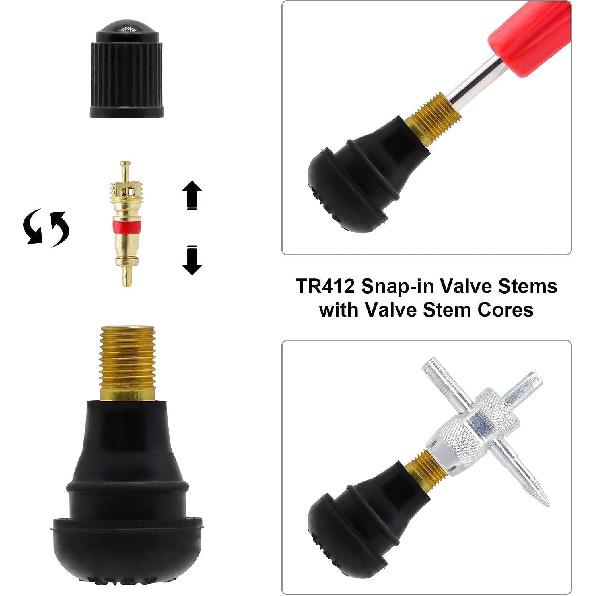 Съемник штока клапана Taller Tool, 5 шт. TR412, 5 шт. TR413, 5 шт. TR414 Короткий резиновый шток клапана Snap-In для шин, 4-сторонний съемник золотников клапана, Односторонняя шина