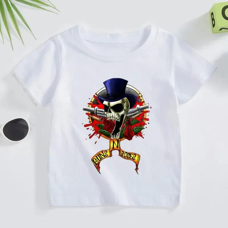 3T~14T Детская футболка Rock Band Gun N Roses для мальчиков и девочек, музыкальные топы с коротким рукавом, повседневная хлопковая одежда для детей