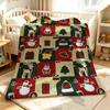 Christmas Sticker Grid Soft Fluffy Flannel Blanket Super Cozy Lightweight Bed Blanket for Halloween Sofa Bed Christmas Decor