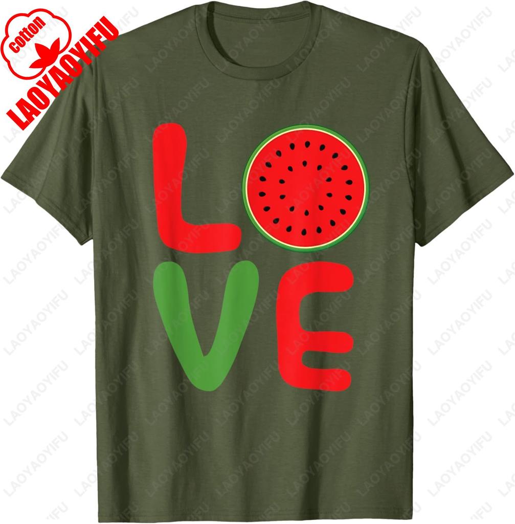 Water Melon Summer Vacation Love Watermelon TShirt Letter Print Tshirt Unisex Summer Cotton Casual Breathable Nostalgia Camisetas