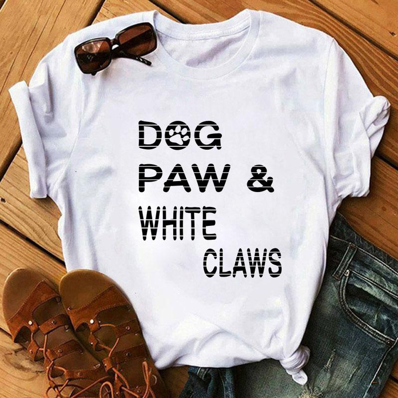 Модная женская футболка, мультяшная футболка, футболка с акварельным сердцем и собачьей лапой, топ в стиле харадзюку, футболка с коротким рукавом, милая женская футболка