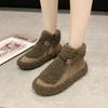 Корейская версия женских зимних сапог 2025 новый осенне-зимний ягненок шерсть короткие сапоги женские молния толстая подошва теплые утолщенные хлопковые туфли кот