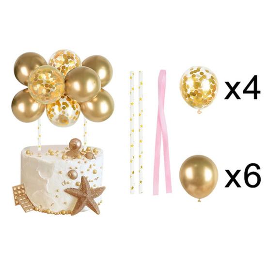 10 Pcs 4 Inch Balloons Cake Topper Happy Birthday Mini Balls Cake Topper DIY Baking Decoration for Anniversary Birthday Party Baby Shower Decor