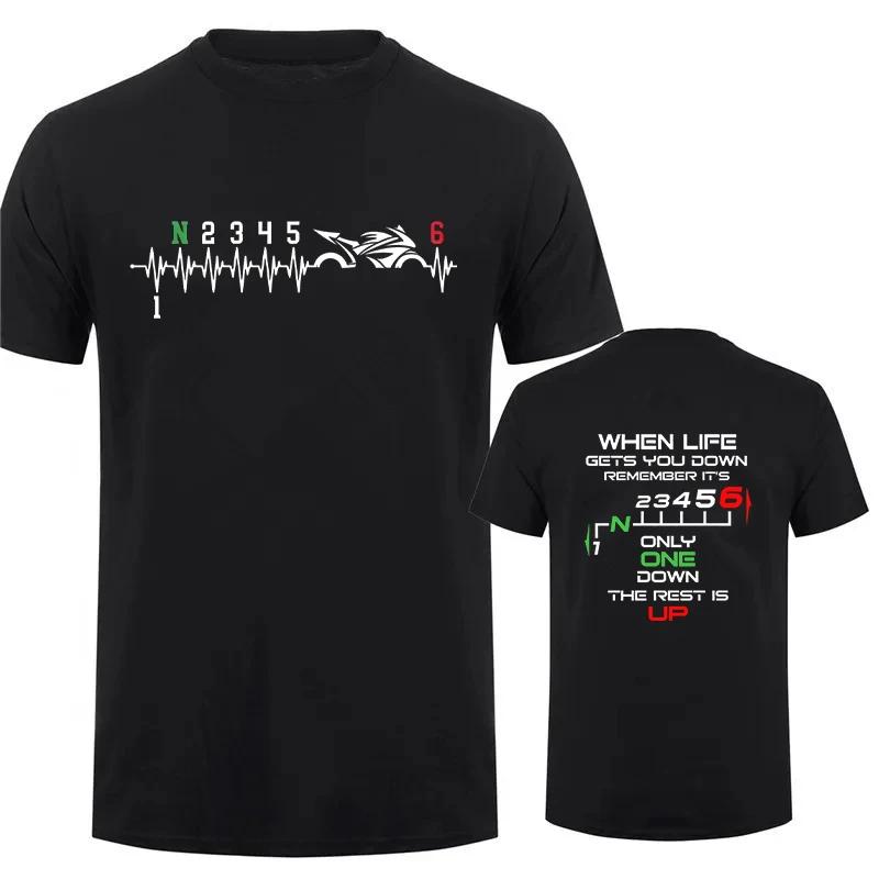 Motorcycle Riders Heartbeat Printed Mens Womens Summer Fashion Sports Comfortable Breathable Pure Cotton Tshirt