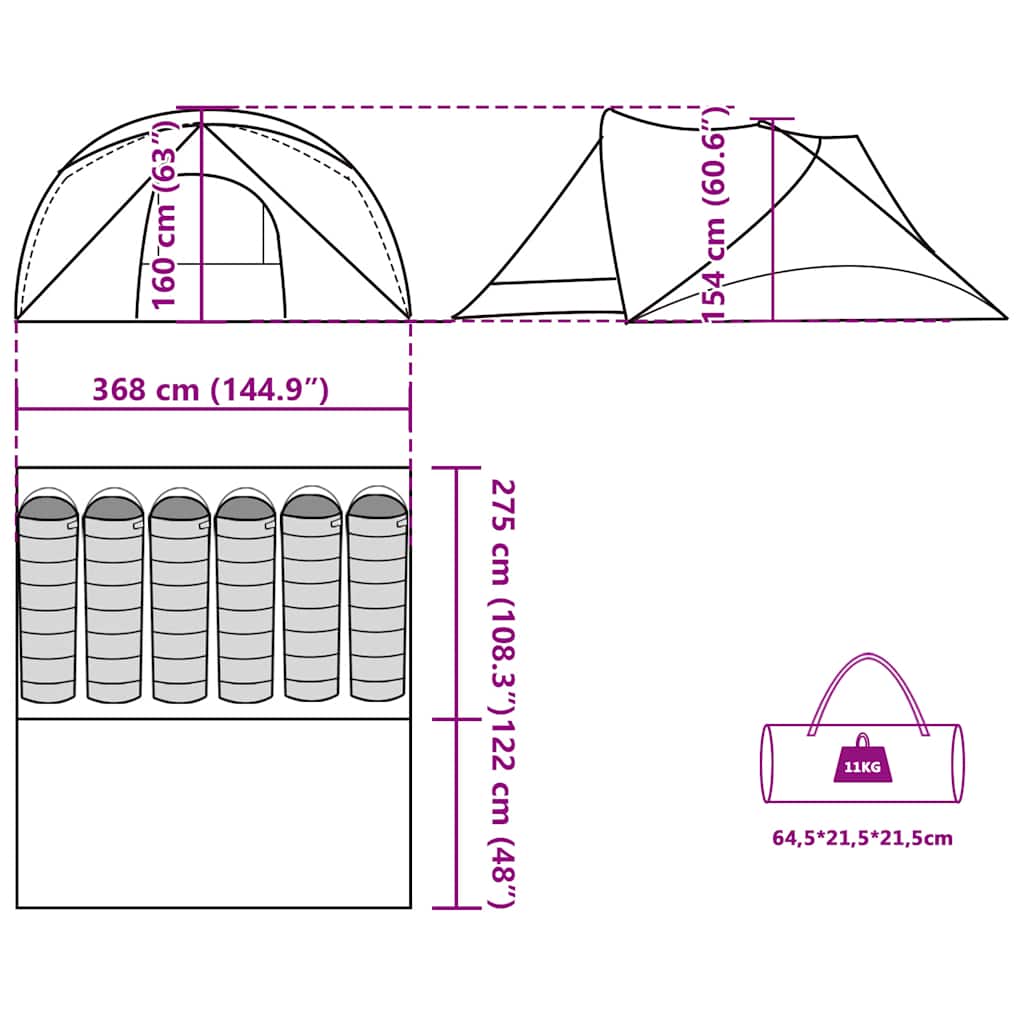 Family Tent for 6 Persons Green Waterproof