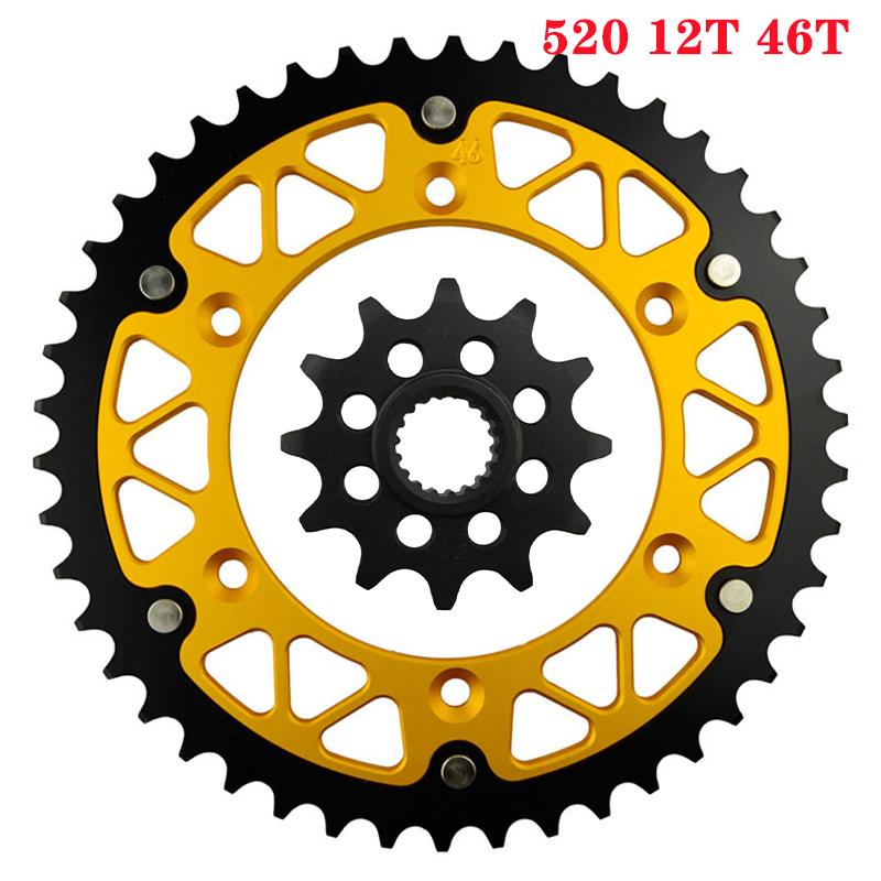 12T 45T-52T 520 Chain Motorcycle Front & Rear Sprocket For SUZUKI RM125 RMZ250 RM-Z 250 RM 125 Y N P R S T V W X K1 K2 K3 K4 K5