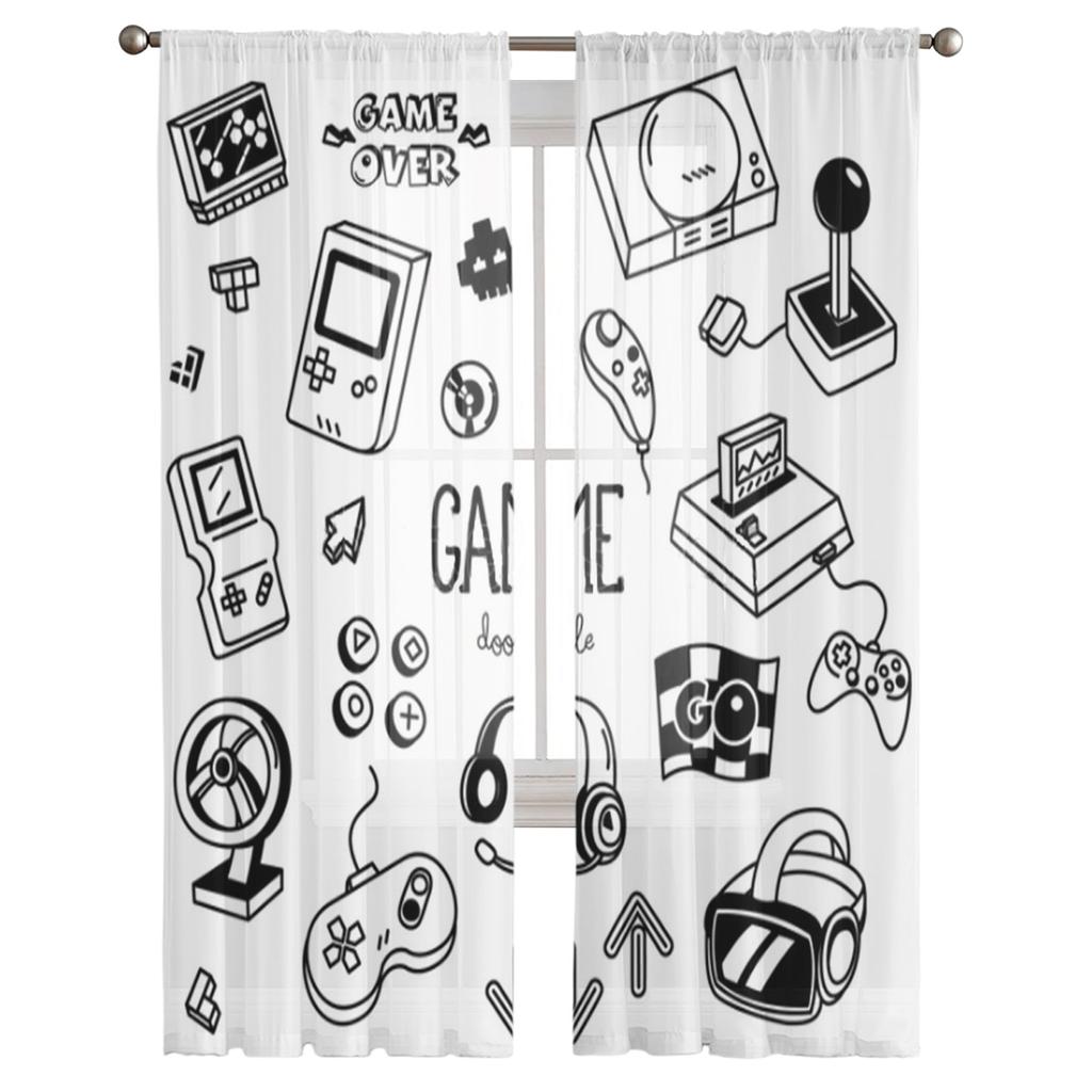 Игровой контроллер, прозрачные шторы для гостиной, спальни, тюлевые шторы, кухонные оконные шторы, панельные шторы