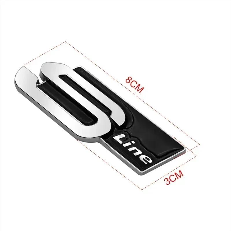 Metal S Line Car Logo Sticker Trunk Fender Emblem Badge Decals For S7 Q5 Q4 A4 A6 A7 A5 A3 Q3 Q2 A1 A8 TT S1 S3 Q7 SQ5 SQ7 SQ37S