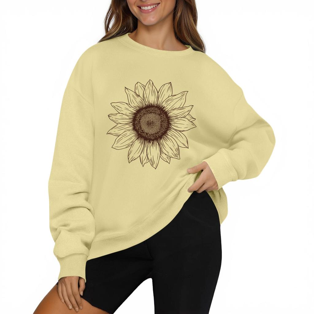 Женская модная повседневная толстовка с длинным рукавом и круглым вырезом с принтом