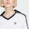 Adidas Оригинальная полосатая рубашка поло с V-образным вырезом и коротким рукавом, женские топы белого цвета JD2608