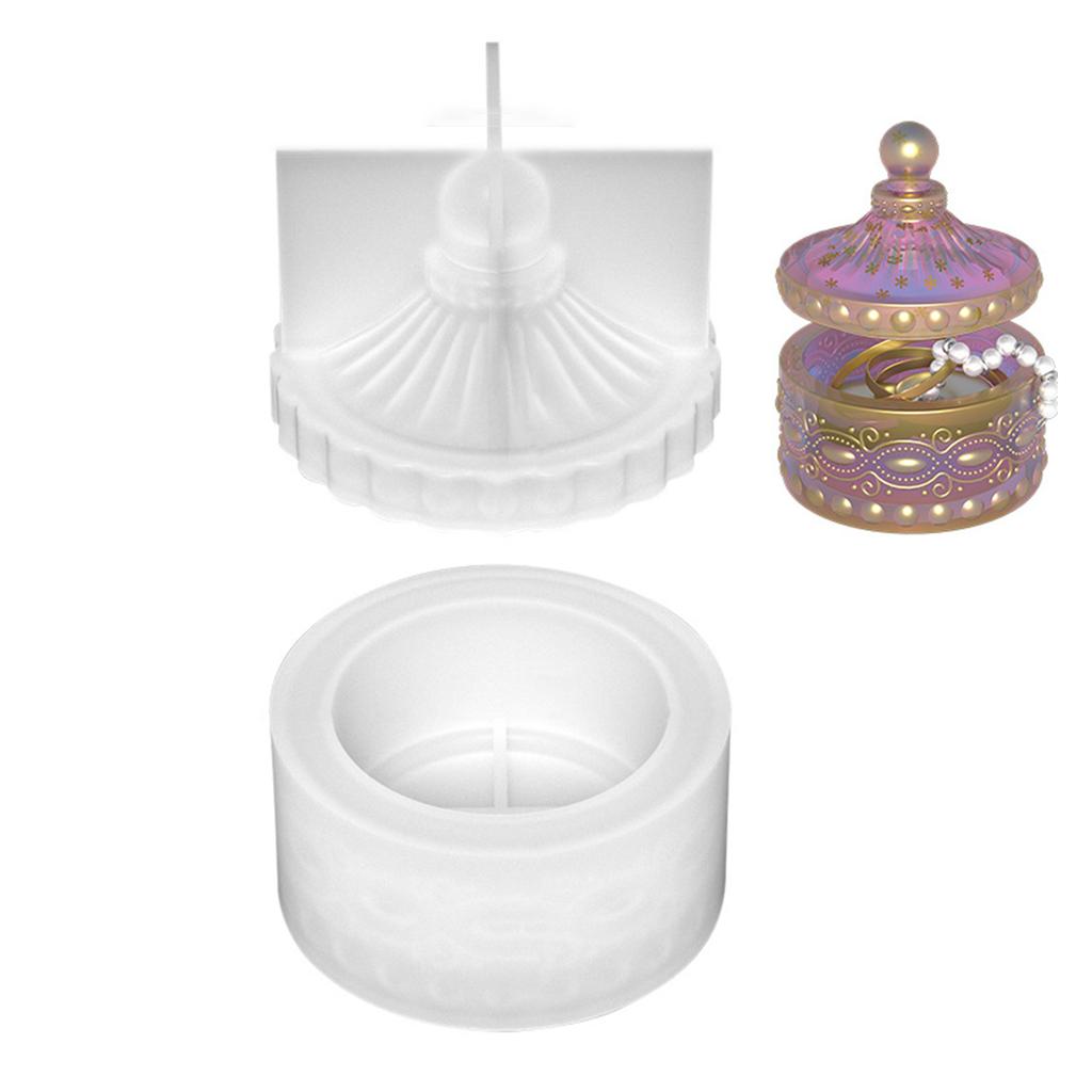 Jar Molds Storage Box Silicone Molds Lace Jewelry Box Epoxys Resin Moulds Container Molds for DIY Art Crafts Making