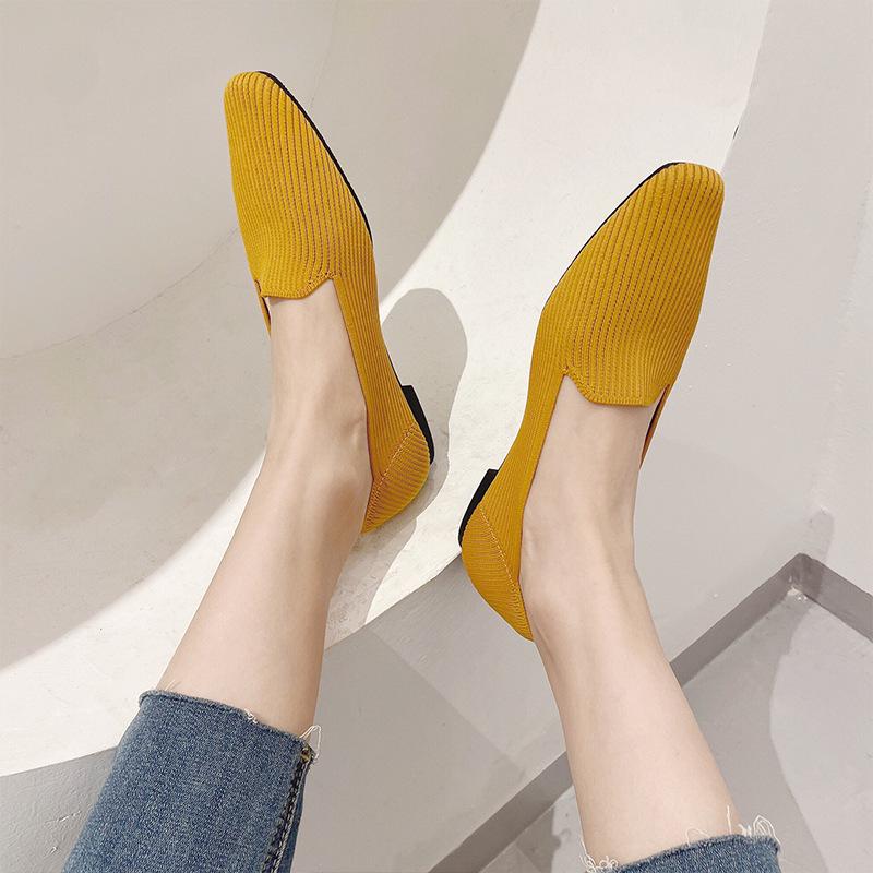 Fashion 2024 Woman Shoes Flat New Fashion Summer Autumn Shallow Flying Knitting Shoes Pointed Toe Flats Knit Shoes