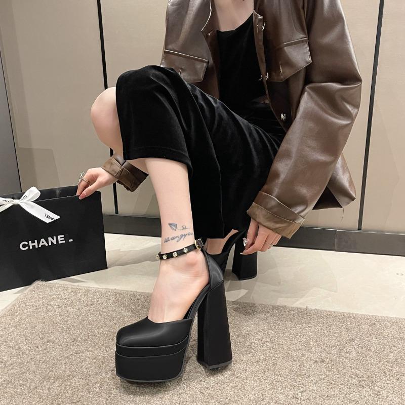 Новые женские туфли весна и осень сексуальные туфли на толстой подошве на высоком каблуке туфли для вечеринок и свадеб женские туфли с неглубоким горлом