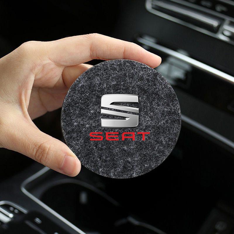 Car Coaster Mat Water Cup Slots Non-Slip Pad For Seat Leon 5f Ibiza 6l 6j Leon 1p Cushion Altea Xl Leon Mk car Accessories sij032