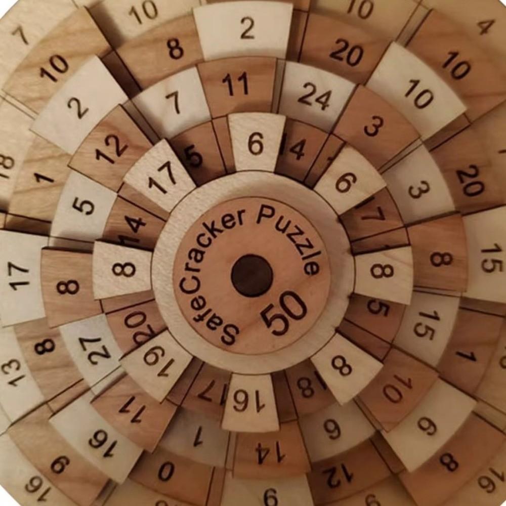 Classic Number Wooden Puzzle Round Turntable Brain Teaser Toy Number Puzzle Children Learning