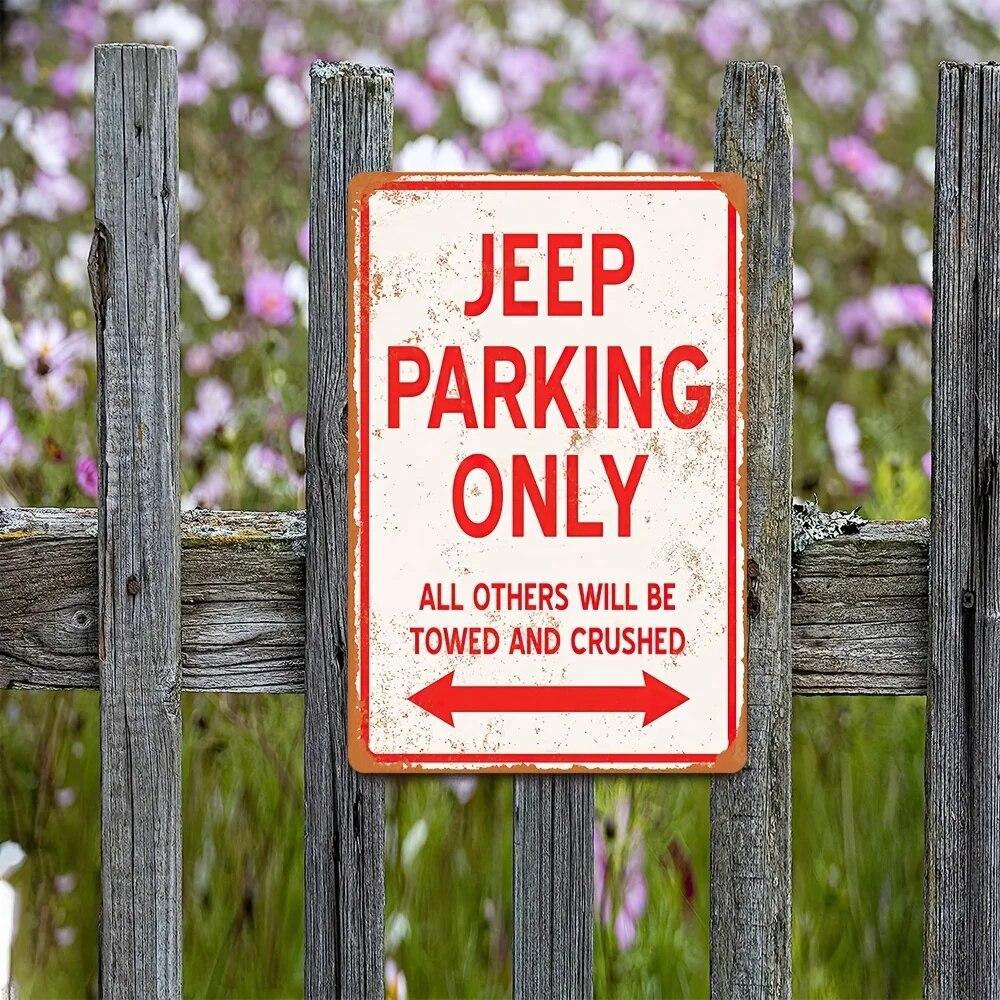 "JEEP PARKING ONLY " Metal Tin Sign, Vintage Decor Art Wall Decor For  Home Restaurant Bar Garage Car Park Jeep Club
