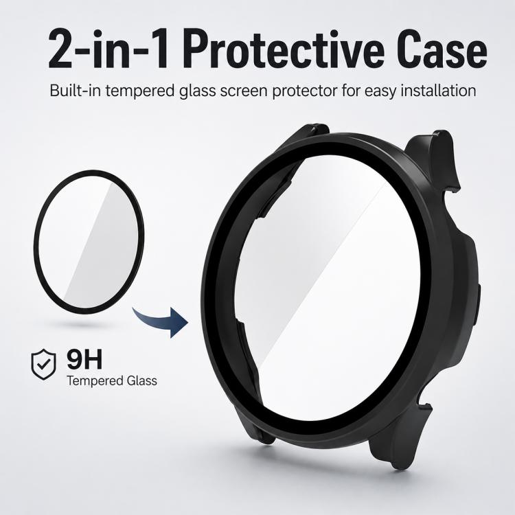 Tempered Film Integrated PC Watch Protective Case for Xiaomi Haylou Solar Plus RT3, All-in-One Shockproof Watch Shell Cover