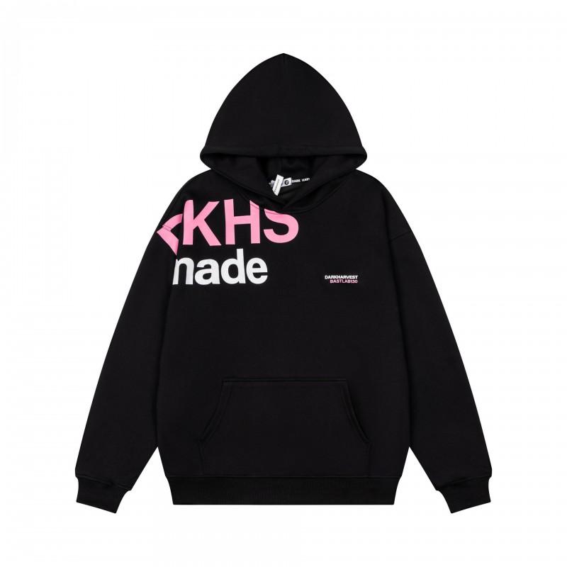 Oversize Graphic Print Hoodie Men Women Color Block Letter Streetwear Casual Loose Fit Pullover
