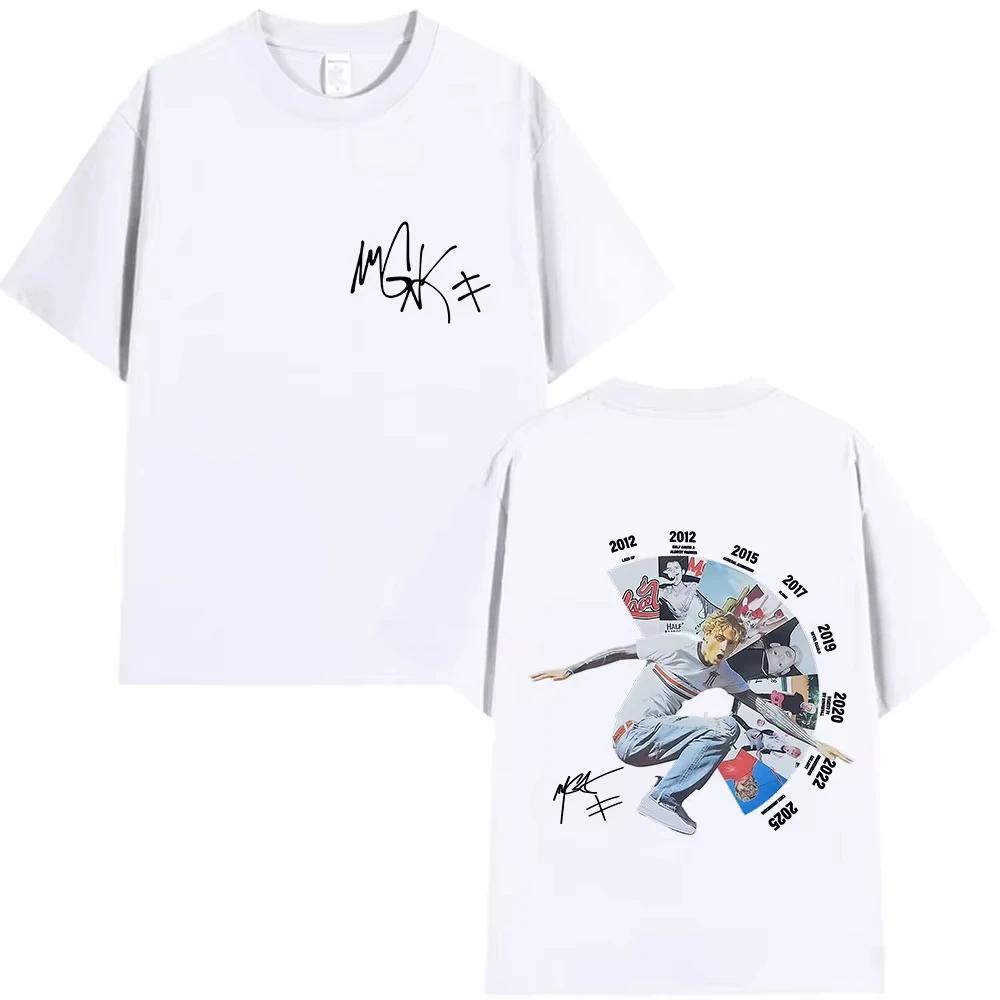 Футболка с принтом рэпера MGK Lost Americana Tour 2026 Machine Gun Kelly Повседневная футболка с круглым вырезом Модная хлопковая футболка высокого качества