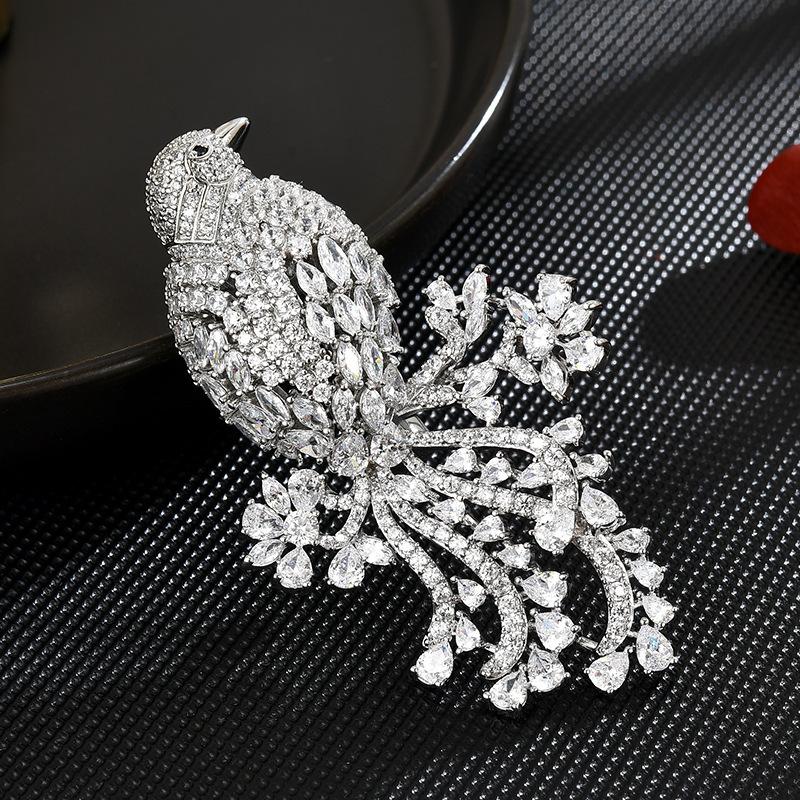 Heavy Industry Temperament Elegant Brooch Bird Luxury Full Of Zirconium Elegant Coat Accessories Corsage Clothes Accessories