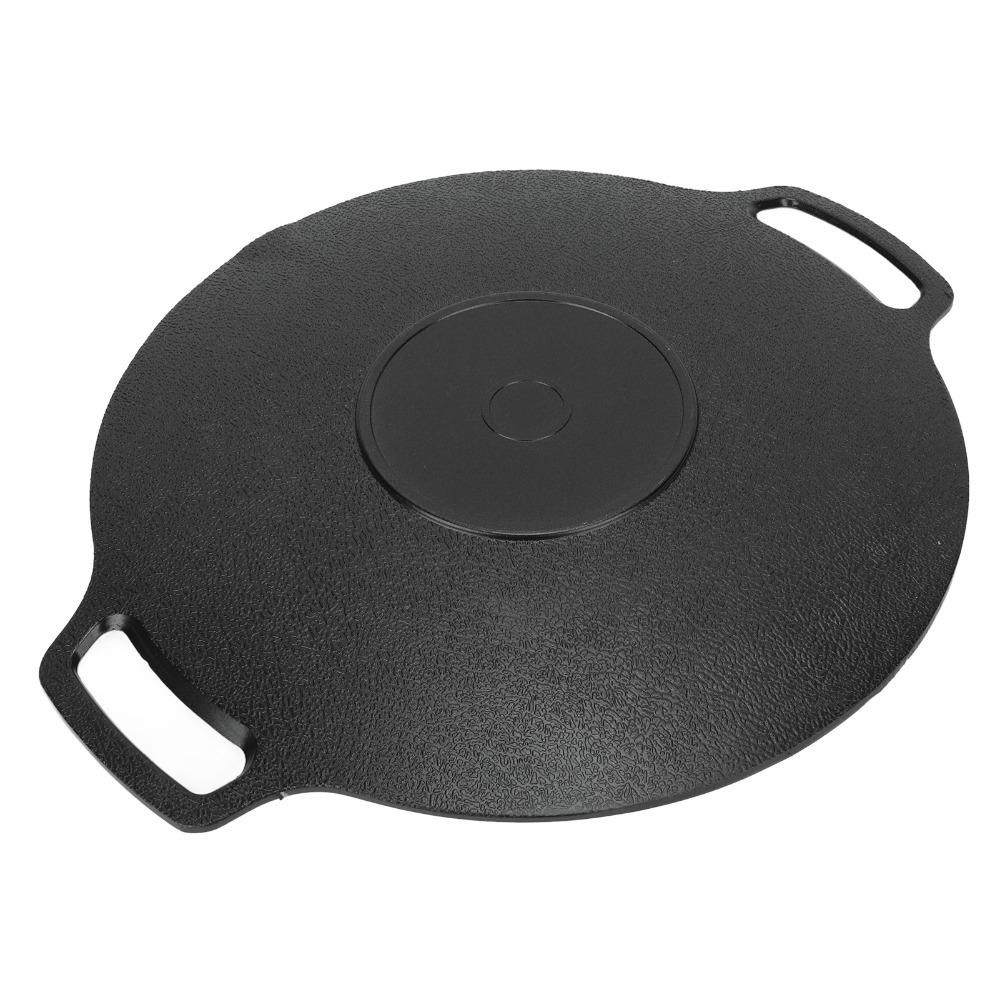 Double Handle BBQ Griddle Black Round Griddle Pan Durable Non Stick Grill Pan Outdoor Camping