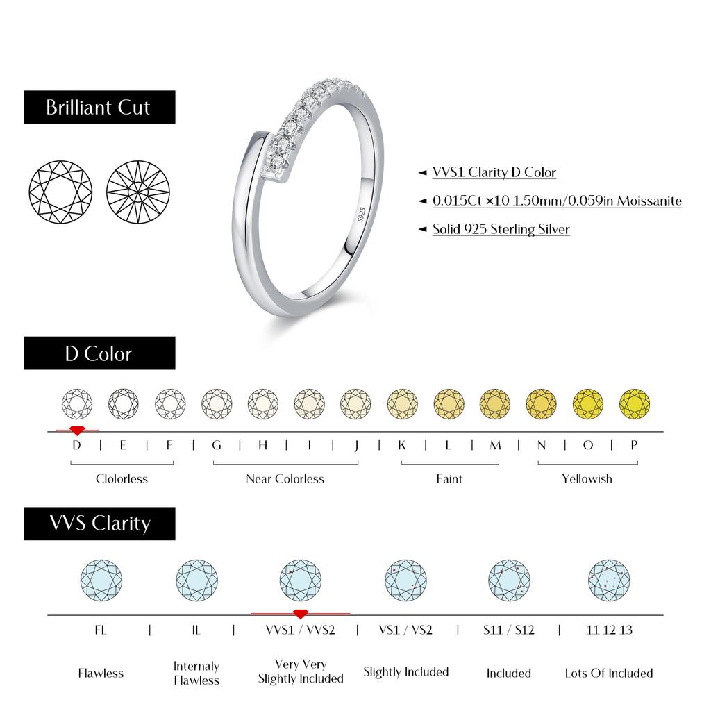 MODIAN D Color Moissanite 925 Sterling Silver Simple Sparkle Geometric Eternity Band Rings For Women Daily OL Fine Jewelry