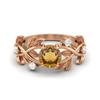 6MM Round Citrine Gemstone 925 Sterling Silver Rose Plated Solitaire Ring