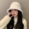 Hat Female Advanced Sense Metal Standard Plush Bucket Hat Winter Warm Basin Hat Bucket Hat Thick