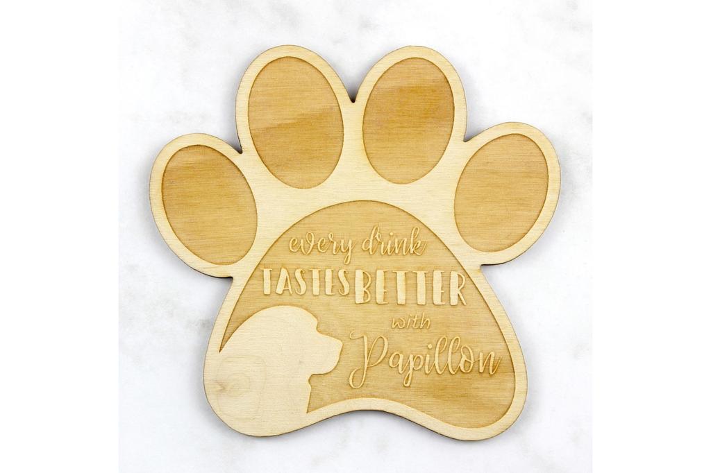 Papillon, Continental Toy Spaniel, Butterfly dog – Mug coaster, engraved coaster with dog | Art-Dog