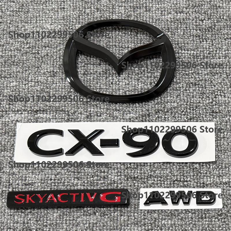 CX-90 glossy black ABS Car Front Grille Eemblem Rear Trunk Badge Sticker SKYACTIV G AWD For Mazda CX90 Logo Accessories drkws98