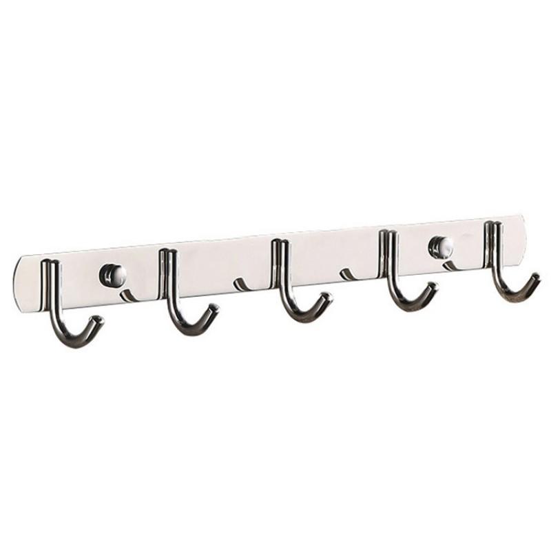 304 Stainless Steel No-Drill Wall Mount Hook Rack Kitchen Bathroom Closet 3 To 10 Hooks Modern Minimalist