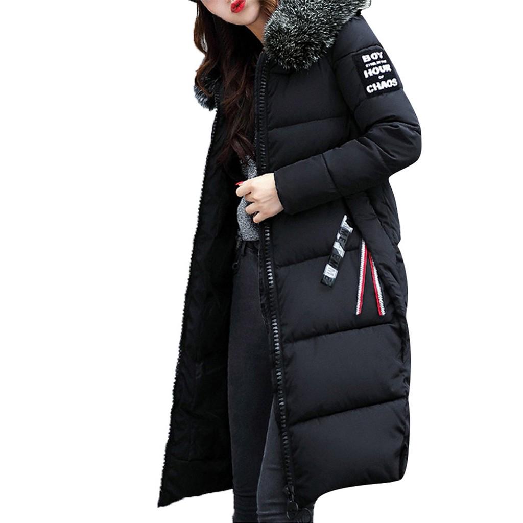 Fashion Women Winter Warm Cotton Hooded Winter Long-Sleeved Overcoat