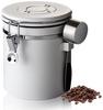 Hoffnugshween Coffee Bean Storage Canister, 1500ml, Stainless Steel, Rust-Resistant, Date Display, 500g with Spoon, High Airtightness, Freshness