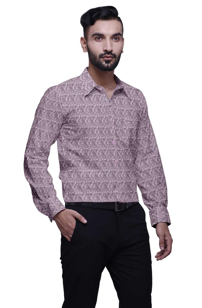 BestMan Printed Formal Shirts For Men Slim Fit Spread Collar Cotton Shirt