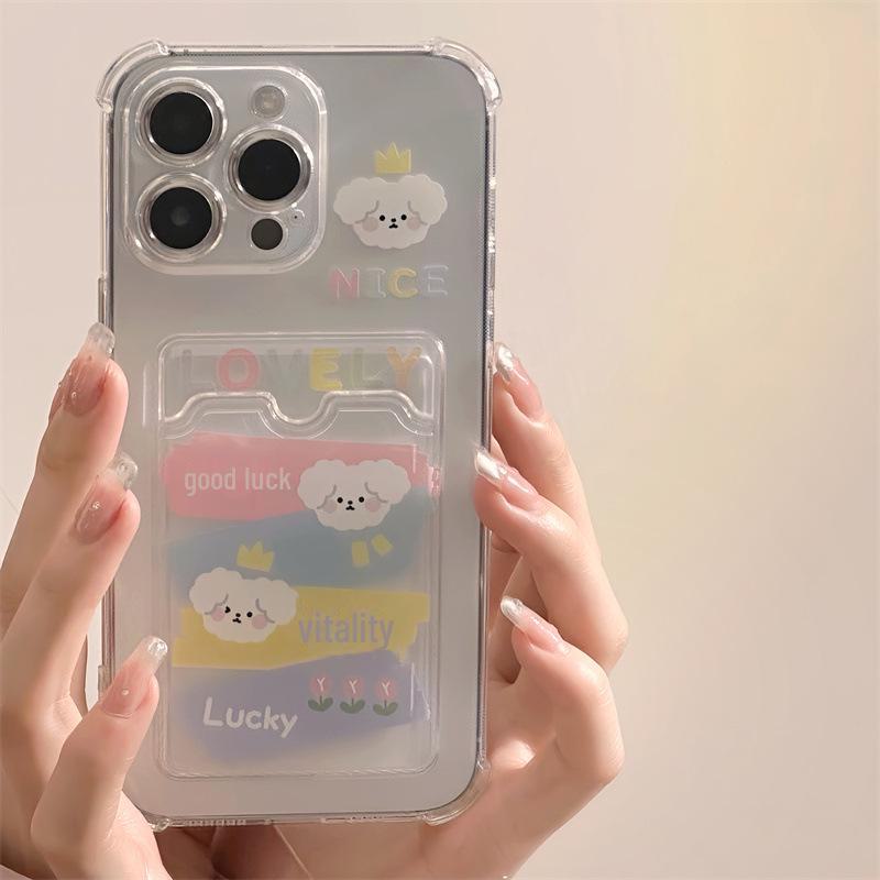 Силиконовый чехол Zhitai Cartoon для iPhone 13-15 Pro/Max с держателем для карт