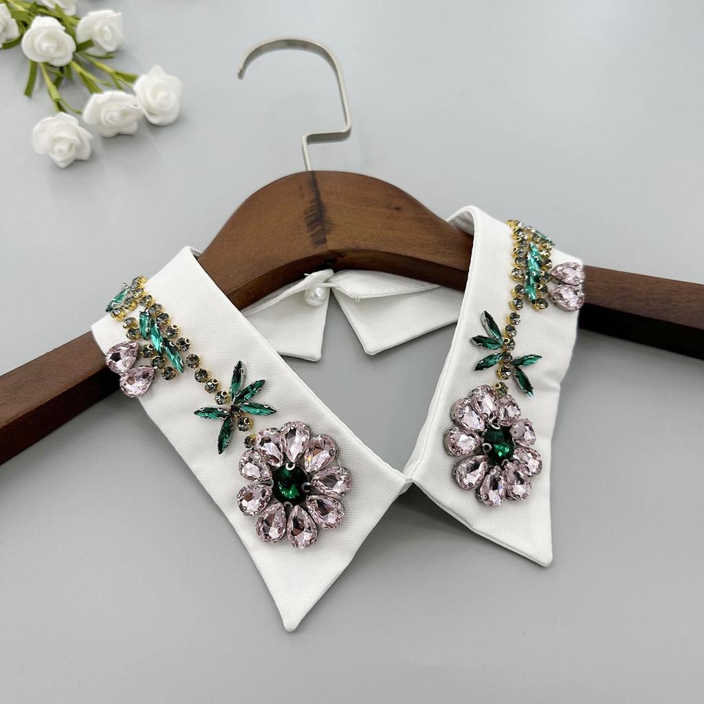 Woman Rhinestone Lapel Collar Shawl Decorative False Collar Elegant Removable Collar Sweater Shirt Collar for Women