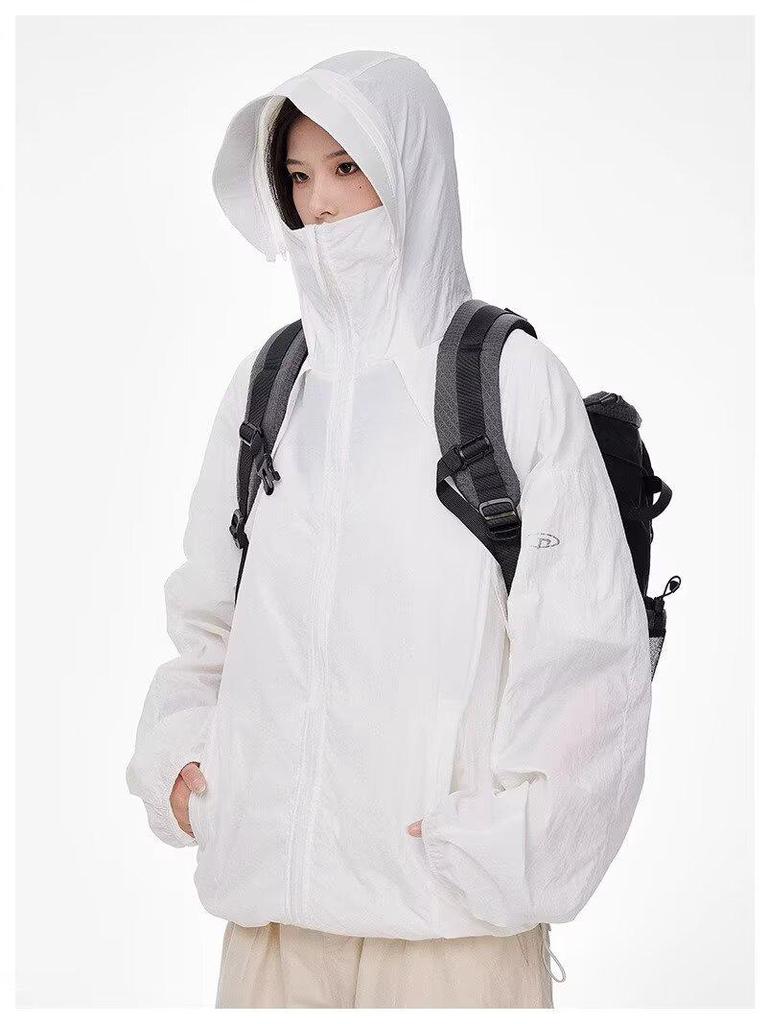 Ретро Хип-Хоп Унисекс Тонкая Куртка с Капюшоном - UPF50+ Быстросохнущая Защита от Солнца