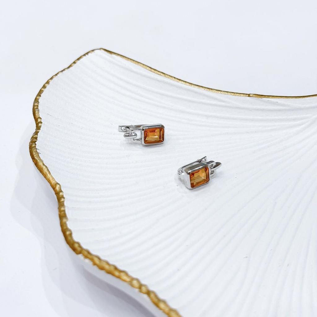 Серебряные серьги с Натуральным золотим кварцем 3.45ct (2165835)