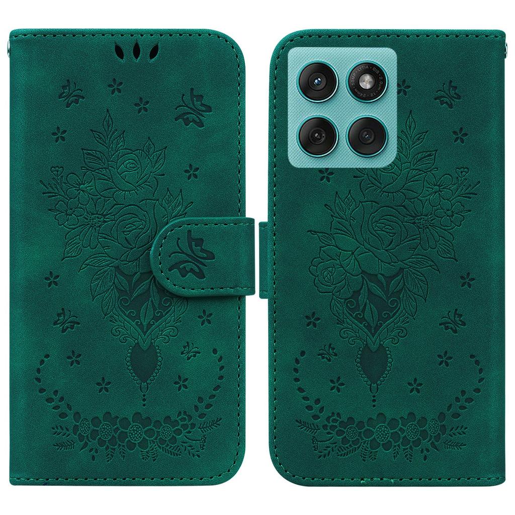 For Motorola Edge 60 5G/60 Fusion 5G Case PU Leather Wallet Phone Cover Butterfly Flower Imprint