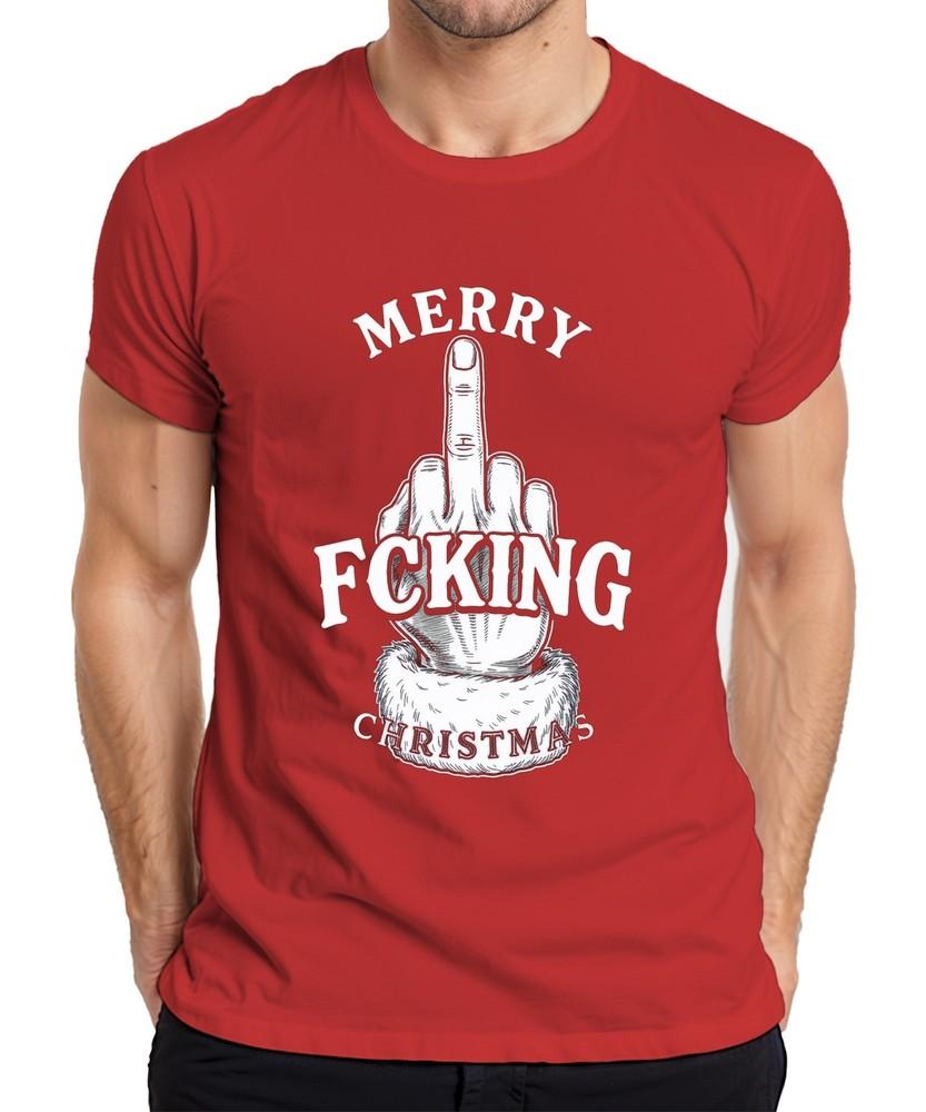 Merry Fucking Christmas Middle Finger Sarcastic Christmas Cheeky Unisexs TShirt