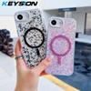 KEYSION Luxuxy Glitter Magnetic Phone Case for MagSafe for iPhone 17e 16e Soft TPU+PC Shockproof Back Cover for iPhone 16e 17e