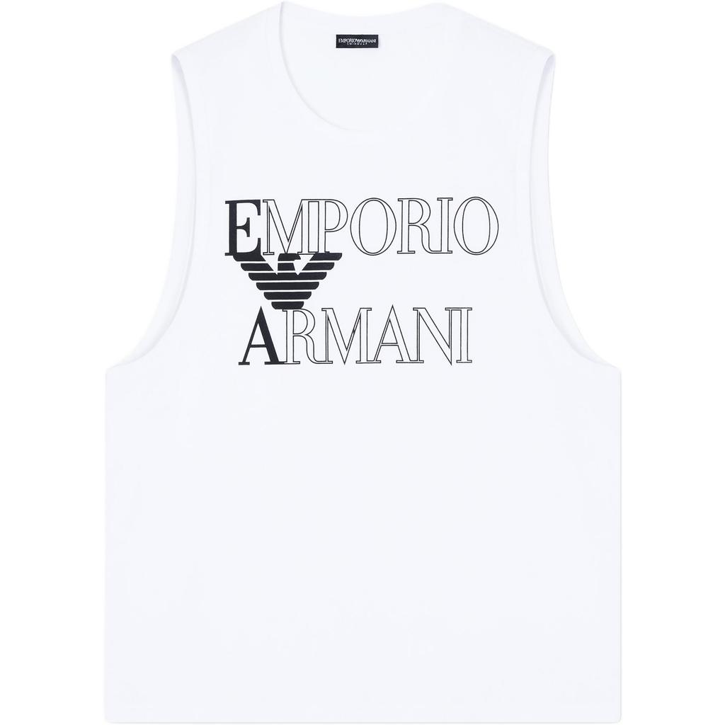 Emporio Armani Хлопковый Жилет без Рукавов с Принтом Логотипа и Круглым Вырезом Мужские Топы EM000572-AF20434-U0002