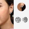 Authentic 925 Silver Cherry Blossom Bow Heart Hoop Stud Drop Earrings plata de ley Jewelry DIY Birthday Gift Original