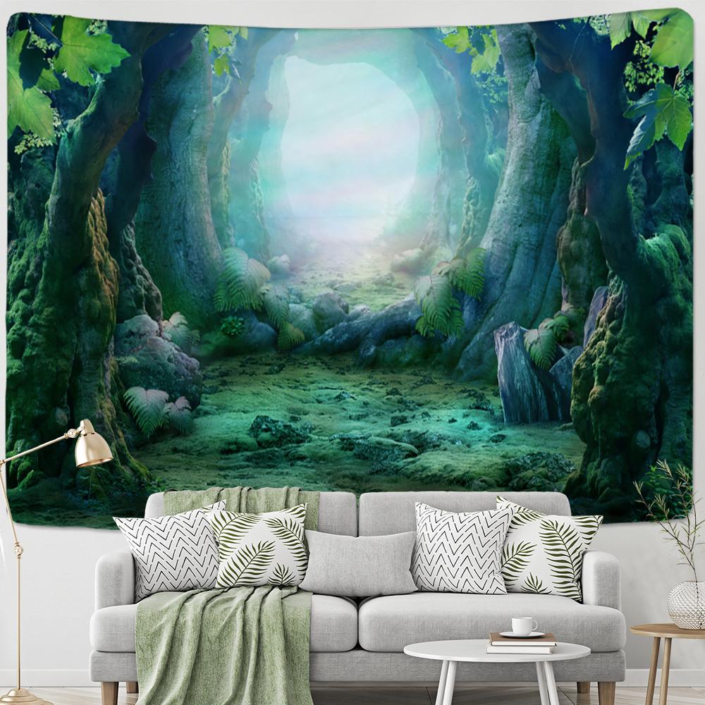 Снежная гора лес картина маслом гобелен настенный гобелен хиппи богемный психоделический тапиз комната гостиная декор