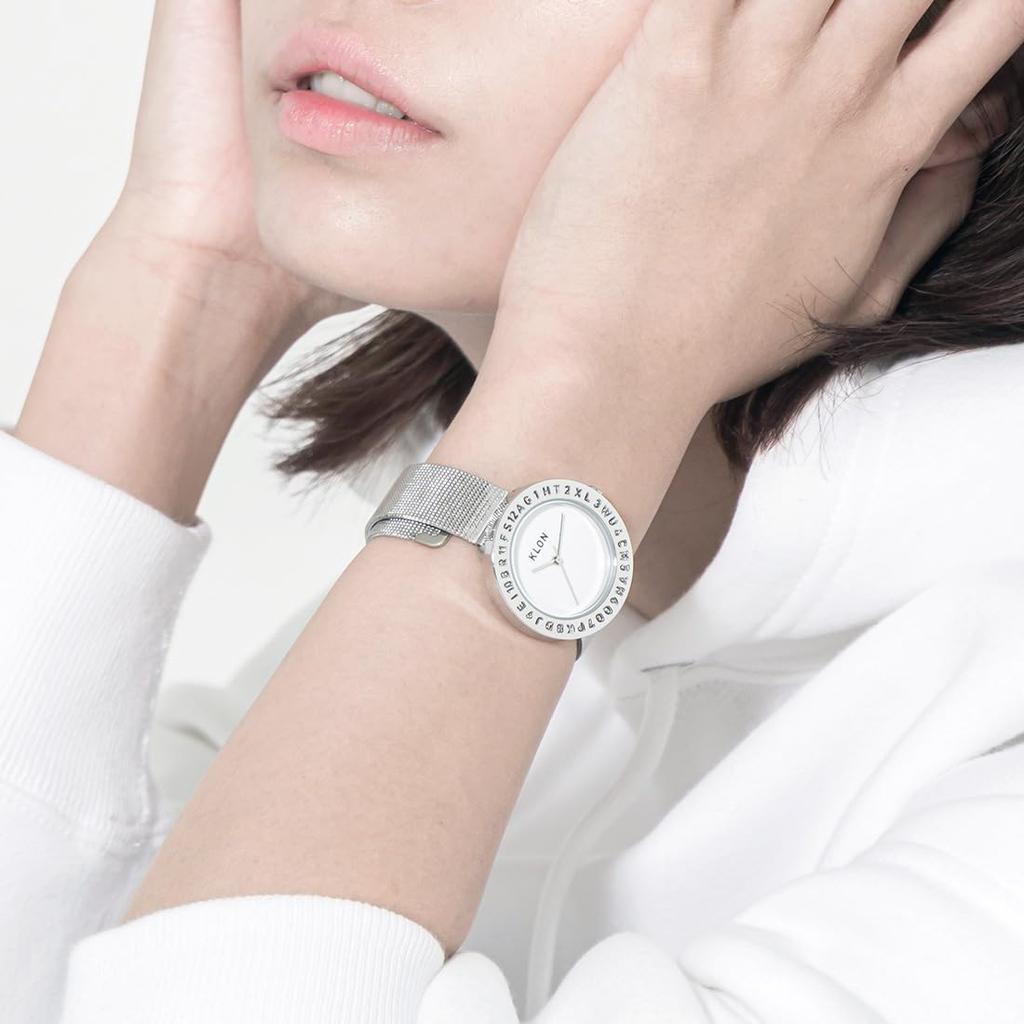 KLON Pair Watch Silver Popular Brand Waterproof Unisex Clone KLON ENGRAVE TIME X Men's Women's -SILVER MESH-(33mm 40mm)