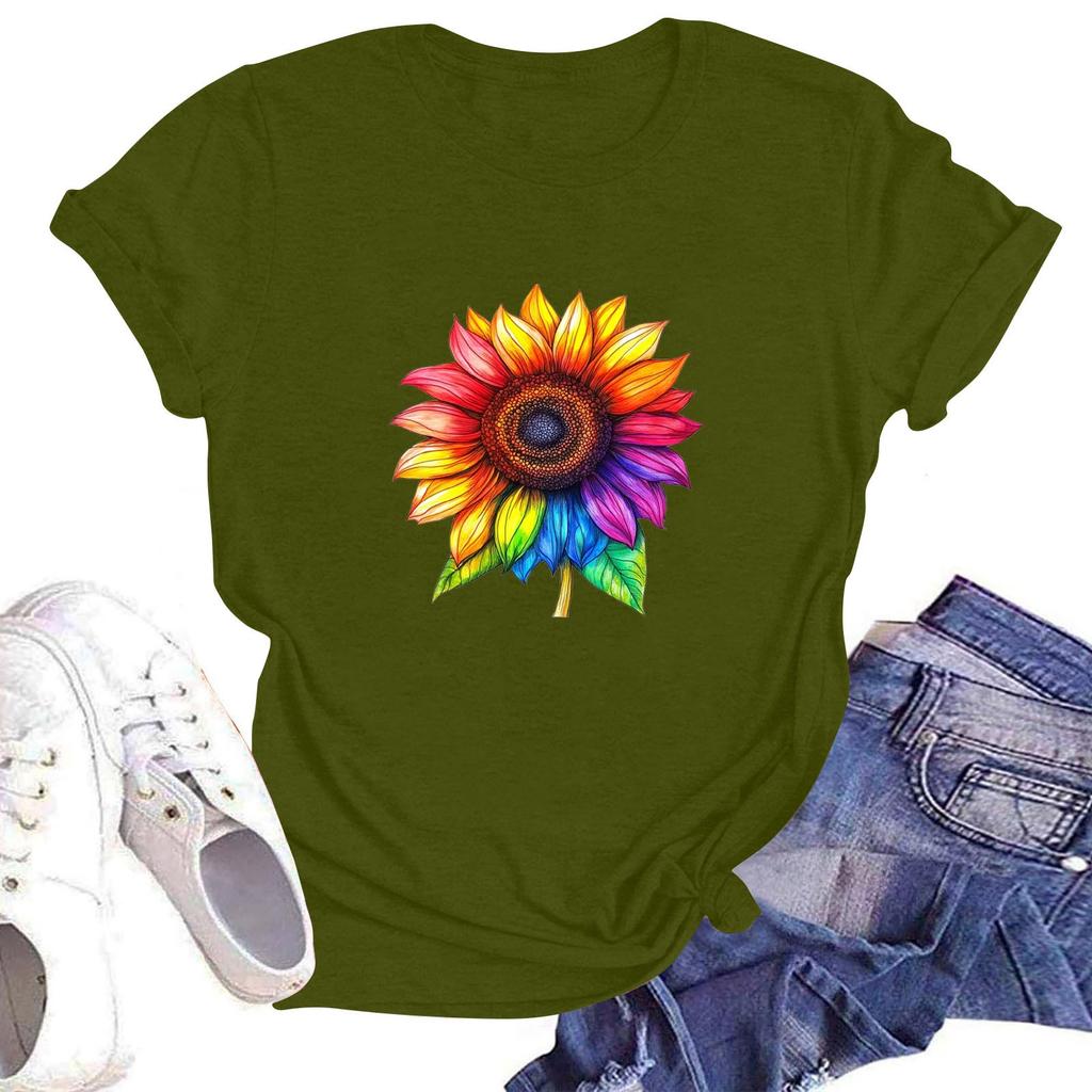 Женская повседневная свободная футболка с принтом, круглый вырез, пуловер, короткий рукав, топ