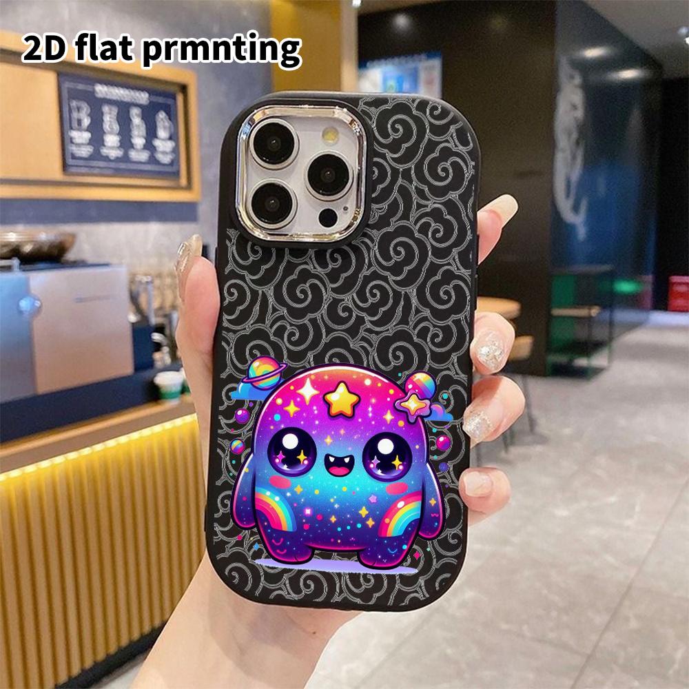 Phone case: 2D flat design suitable for iPhone 18 17 16 15 14 13 Pro protective case, couple style, little starry monster, Christmas and Halloween gif