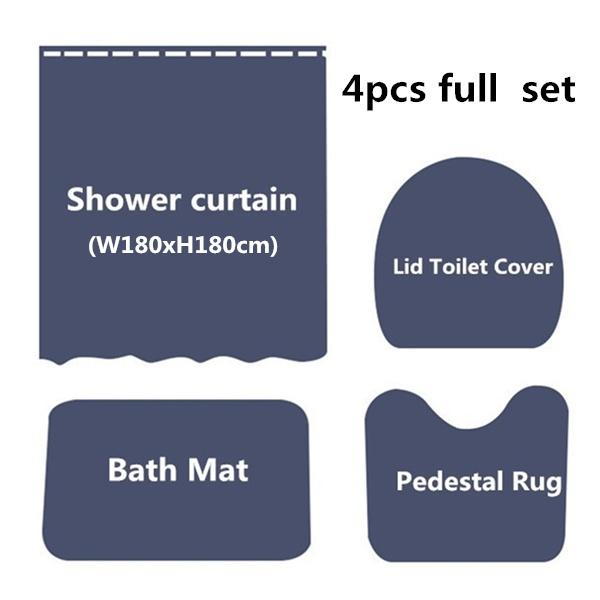 HOT 4PCS Paris Eiffel TowerWaterproof Shower Curtain Bathroom Toilet Seat Cover Mat Home Room Carpets Rugs Bath Mat