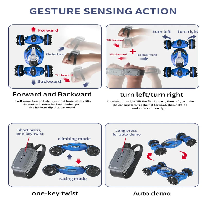 Детская игрушечная машинка-амфибия с дистанционным управлением, поворотом и изменением положения, с полным приводом, с датчиком жестов, двухсторонняя, для трюков, с дистанционным управлением, подарок для мальчиков